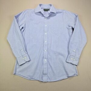 Lauren Ralph Lauren Dress Shirt Slim‎ Fit Non Iron Solid Blue Mens 15.5 34/35